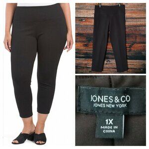 NWT Jones New York Pants 1X Brown Pull On Ponte Leggings Tummy Control Crop